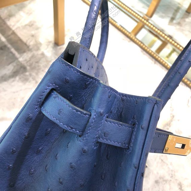 Hermes女包 愛馬仕Birkin30cm Hermes鉑金包 進口k級鴕鳥皮 手工蠟線縫製 Hermes鴕鳥皮手提女包  am1981